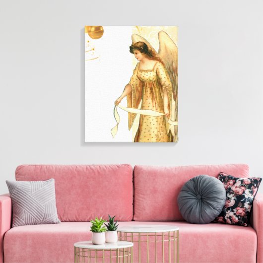 Kerstengel en siervoorwerpen canvas afdruk (Insitu (Woonkamer))