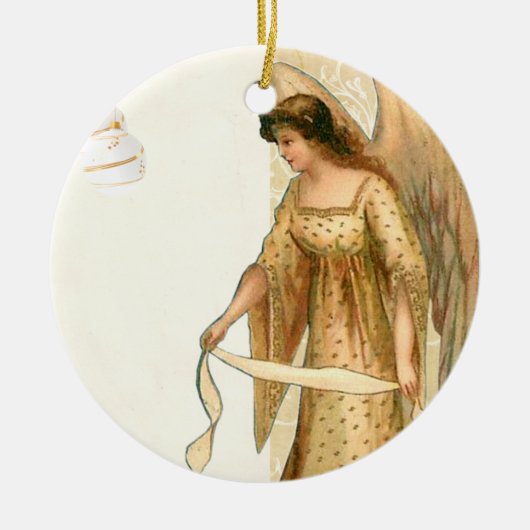 Kerstengel en siervoorwerpen keramisch ornament (Voorkant)