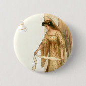 Kerstengel en siervoorwerpen ronde button 5,7 cm (Voorkant)