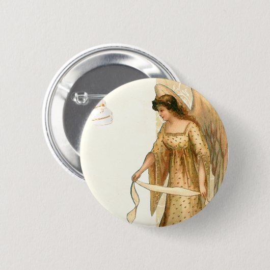 Kerstengel en siervoorwerpen ronde button 5,7 cm (Voorkant /achterkant)