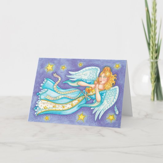 kerstengel feestdagen kaart (Voorkant)