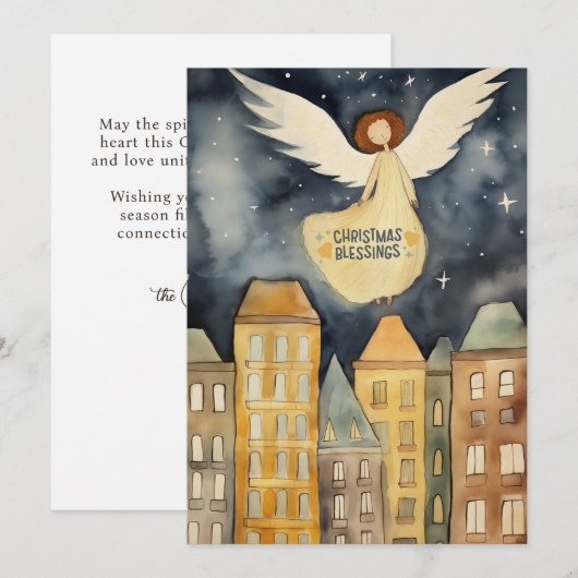 kerstengel feestdagenkaart (Voorkant / Achterkant)