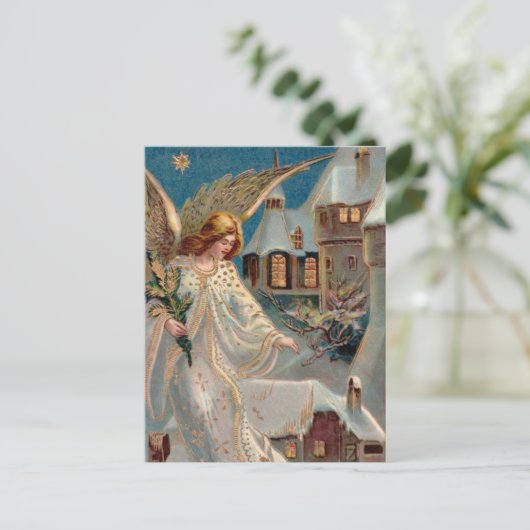 kerstengel feestdagenkaart (Staand voorkant)