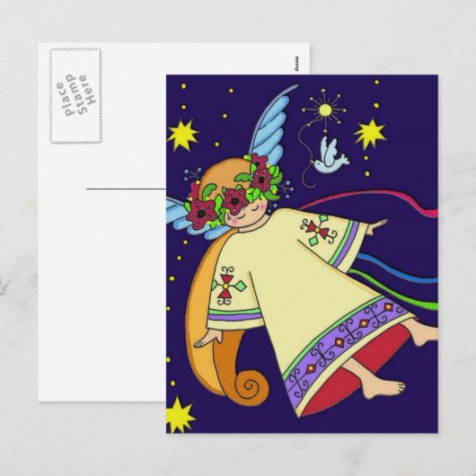 kerstengel feestdagenkaart (Voorkant / Achterkant)