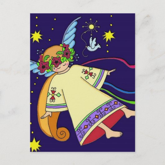 kerstengel feestdagenkaart (Voorkant)