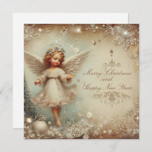 kerstengel feestdagenkaart (Voorkant / Achterkant)