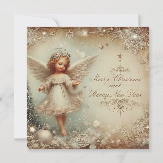 kerstengel feestdagenkaart (Voorkant)