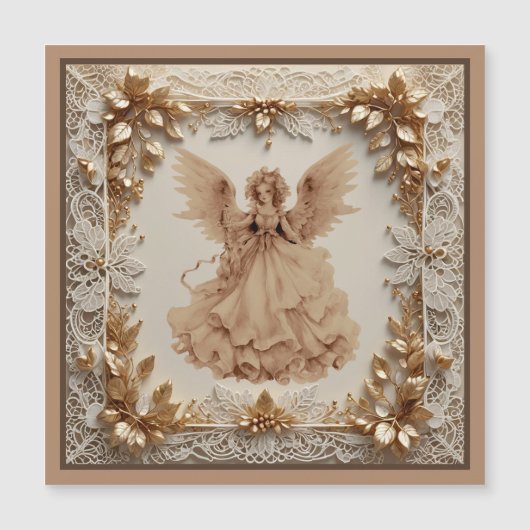 Kerstengel in Fancy Lijst Magnetische Kaart (Voorkant)