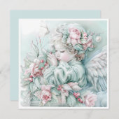 Kerstengel in pastel uit vroeger tijden feestdagenkaart (Voorkant / Achterkant)