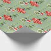 Kerstengel in retro-stijl op groene achtergrond cadeaupapier (Hoek)