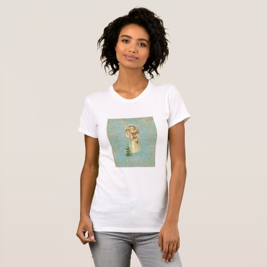 Kerstengel in vintage stijl t-shirt (Voorkant volledig)