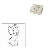 Kerstengel in zwart lijnen silhouet rubberstempel (Gestempeld)