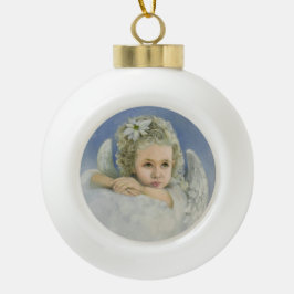 kerstengel keramische bal ornament