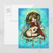 Kerstengel Lamb Snow Fantasy Art Briefkaart (Voorkant / Achterkant)