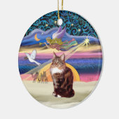 Kerstengel - Maine Coon kat Keramisch Ornament (Links)