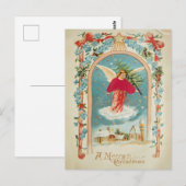 Kerstengel met boom | Victoriaans Briefkaart (Voorkant / Achterkant)