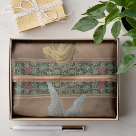 Kerstengel met een papier met een boomweefsel (Geschenk)