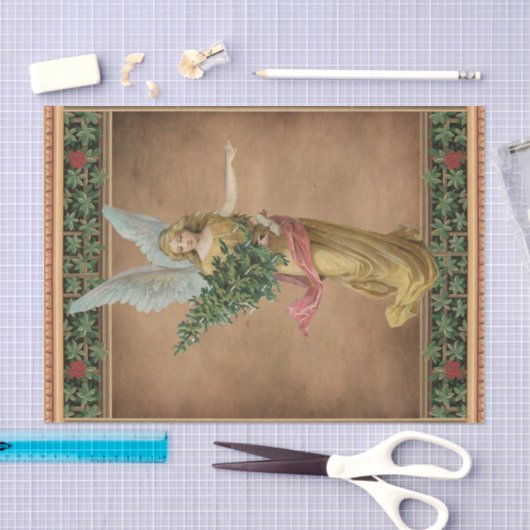 Kerstengel met een papier met een boomweefsel (Craft)