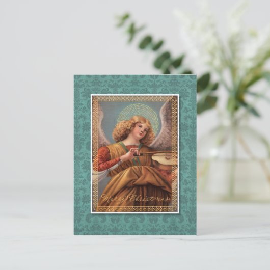 Kerstengel met een Violin Briefkaart (Staand voorkant)