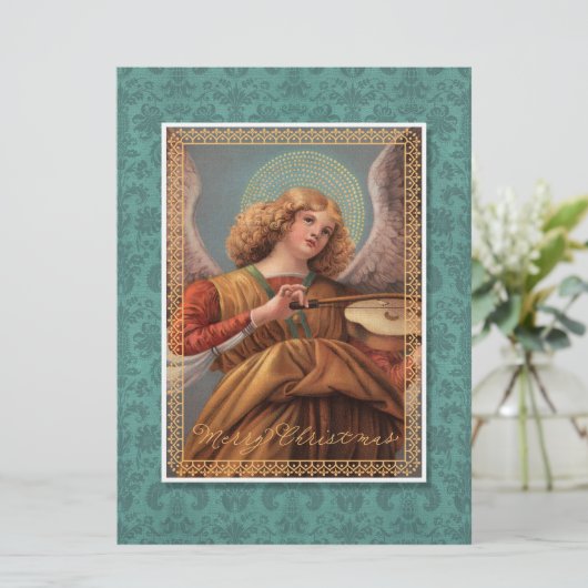 Kerstengel met een Violin Kaart (Staand voorkant)