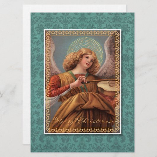 Kerstengel met een Violin Kaart (Voorkant / Achterkant)