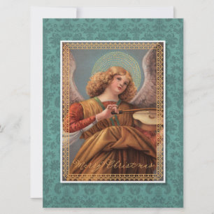 Kerstengel met een Violin Kaart