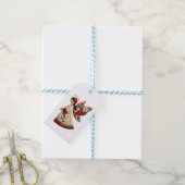 Kerstengel met feestelijke bloemen cadeaulabel (Met Touw)