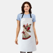 Kerstengel met feestelijke bloemen schort (Gedragen)