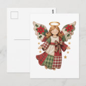 Kerstengel met Gouden Sterren Briefkaart (Voorkant / Achterkant)