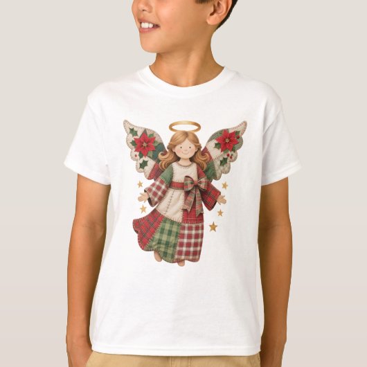 Kerstengel met Gouden Sterren T-shirt (Voorkant)