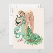 Kerstengel met Harp Feestdagenkaart (Voorkant / Achterkant)