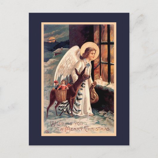 Kerstengel met herten  Briefkaart (Voorkant)