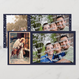 Kerstengel met herten fotokaart feestdagenkaart