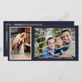 Kerstengel met herten fotokaart feestdagenkaart