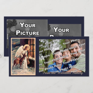 Kerstengel met herten fotokaart feestdagenkaart