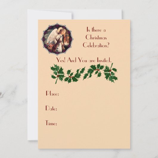 Kerstengel Met Herten Uitnodiging (Achterkant)