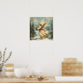 Kerstengel Met Hulst Poster (Keuken)