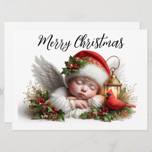 Kerstengel met Kardinaal Kerstkaart (Voorkant / Achterkant)