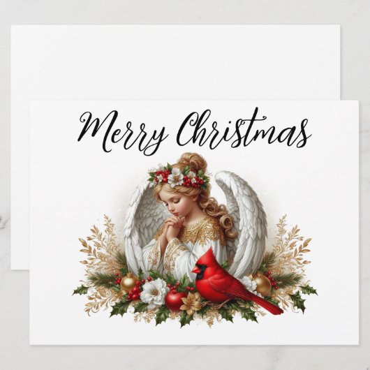 Kerstengel met Kardinaal Kerstkaart (Voorkant / Achterkant)