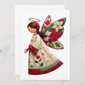 Kerstengel met Kerstbloemen Kaart (Voorkant / Achterkant)