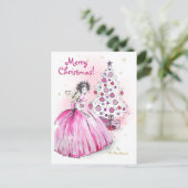 Kerstengel met kerstboom briefkaart (Staand voorkant)