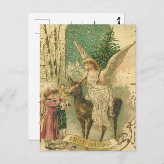  kerstengel met Kinder feestdag Briefkaart (Voorkant / Achterkant)