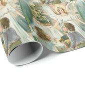 Kerstengel met kinderen cadeaupapier (Rol Hoek)