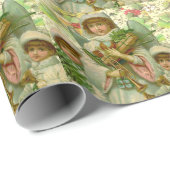 kerstengel met kinderen en speelgoed cadeaupapier (Rol Hoek)