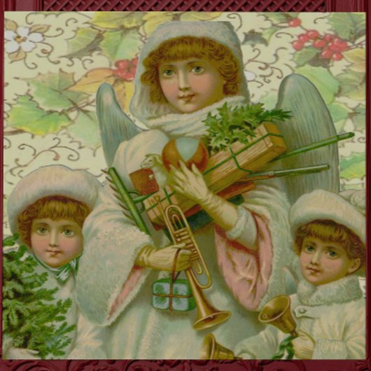 kerstengel met kinderen en speelgoed cadeaupapier