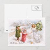 Kerstengel met kinderen feestdagenkaart (Voorkant / Achterkant)