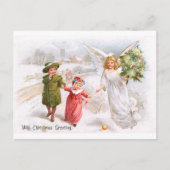 Kerstengel met kinderen feestdagenkaart (Voorkant)