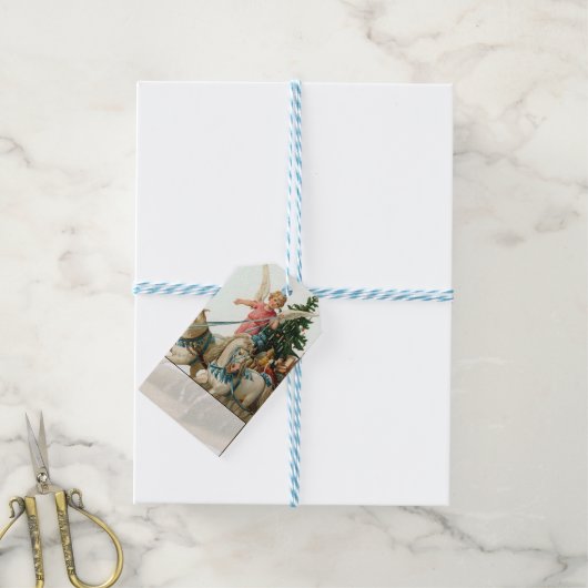 Kerstengel met kwaadwillende kerstcadeaus cadeaulabel (Met Touw)