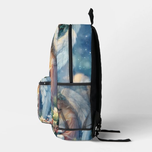 Kerstengel met lam in de wintervrede bedrukte rugzak (Rechts)