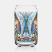 Kerstengel met lam in de wintervrede blikvorm glas (Links)